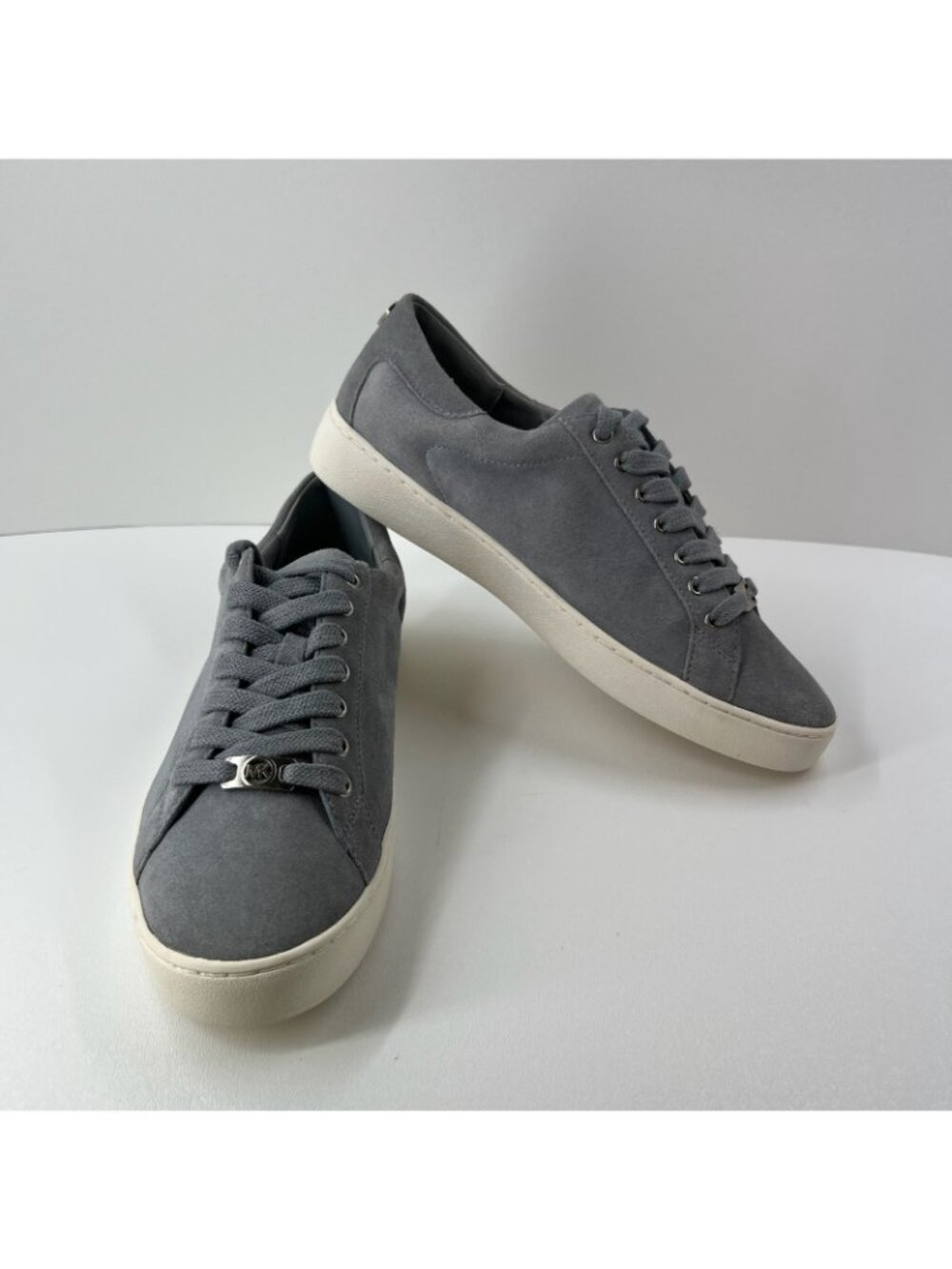 Michael Kors Keaton Suede Low Top Sneakers Womens 10 Lace Up Comfort Casual Gray - Picture 5 of 13